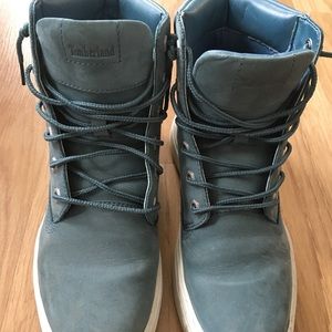 Light blue women’s Timberland sneaker boots